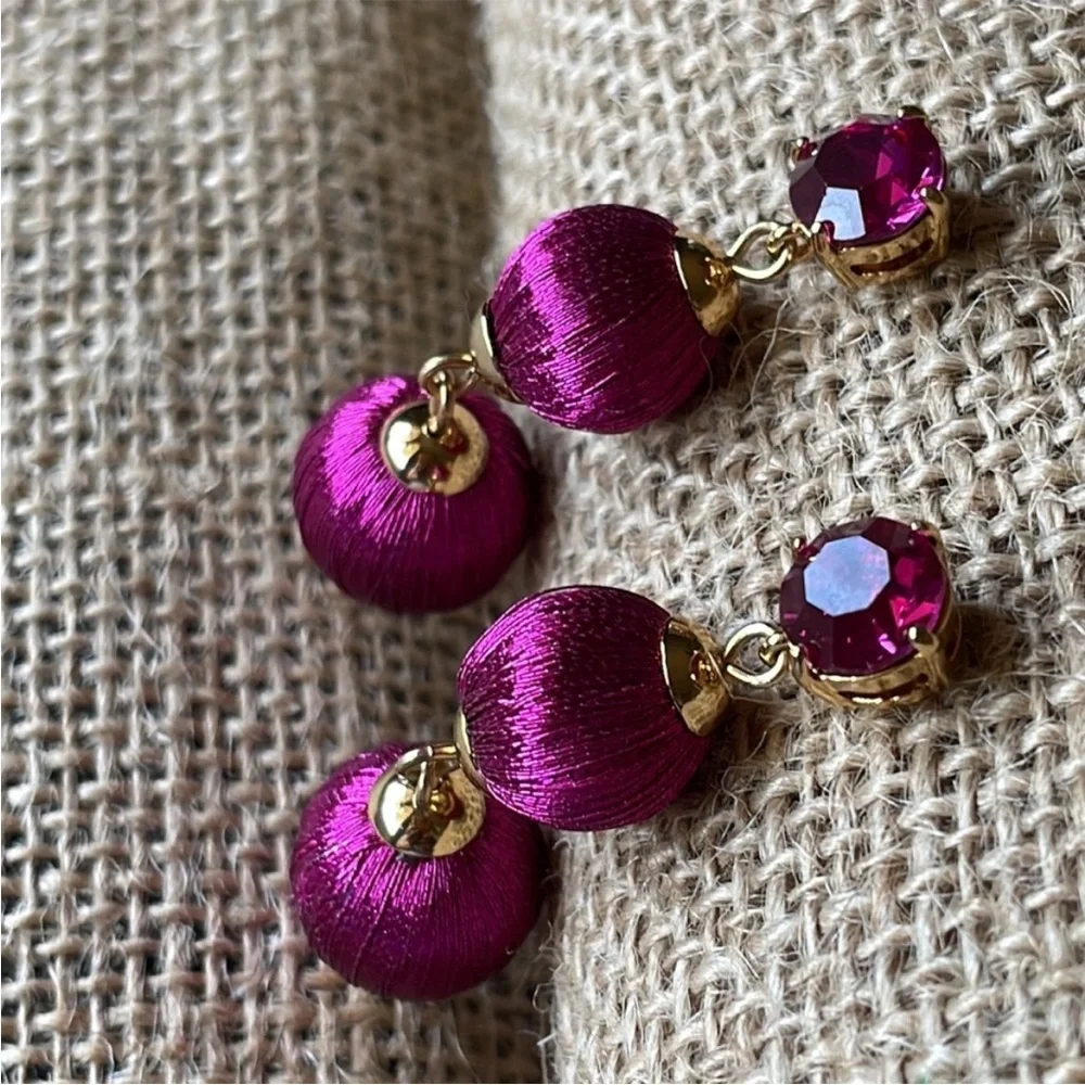 Kate Spade New York Women's Linear Graduated Ball Earrings (Fuchsia)